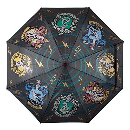 Harry Potter Damen Harry Potter Hogwarts House Crests Liquid Reactive Compact Umbrella Regenschirm, Multi, Einheitsgröße EU Harry Potter Damen Harry Potter Hogwarts House Crests Liquid Reactive Compact Umbrella Regenschirm, Multi, Einheitsgröße EU von Bioworld