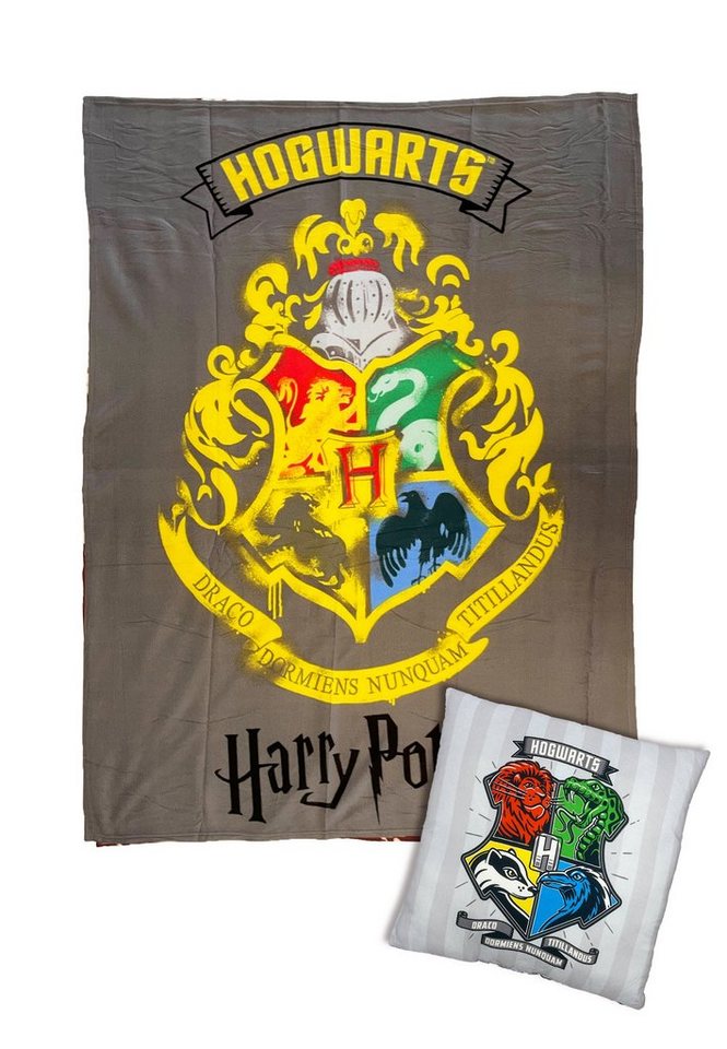 Harry Potter Dekokissen Kinder Hogwarts Set Kissen und Decke von Harry Potter