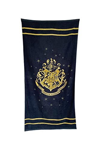 Harry Potter Großes Badetuch Hogwarts, goldenes Wappen, 75 x 150 cm, 100% offizielles Lizenzprodukt, Mehrfarbig von Harry Potter