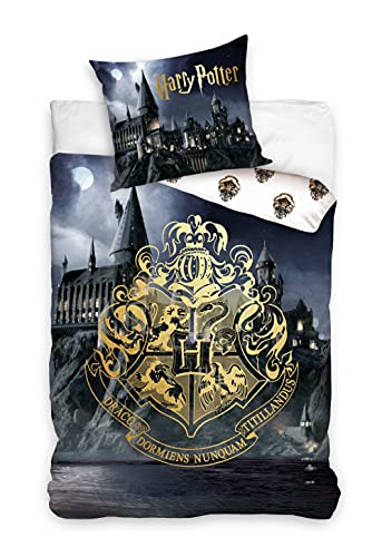 Harry Potter Bettbezug, 2-teilig, Dark 100% Baumwolle, Bettbezug 140 x 200 cm + Kissenbezug 65 x 65 cm von Harry Potter