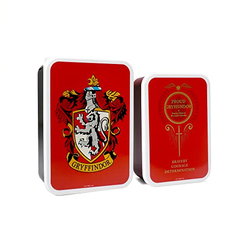 Harry Potter Half Moon Bay Gryffindor Snackbox, 2er-Set, Bento-Lunchbox für Kinder und Erwachsene, rotes Gryffindor-Wappen und Werte auf jeder Box Harry Potter Half Moon Bay Gryffindor Snackbox, 2er-Set, Bento-Lunchbox für Kinder und Erwachsene, rotes Gryffindor-Wappen und Werte auf jeder Box von Harry Potter