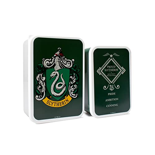 Harry Potter Lunchbox - 2er Set - Slytherin Brotdosen - Wiederverwendbare Lebensmittelbehälter - Kleine Lunchbox Behälter - Slytherin Merchandise - BPA-freier Kunststoff von Harry Potter