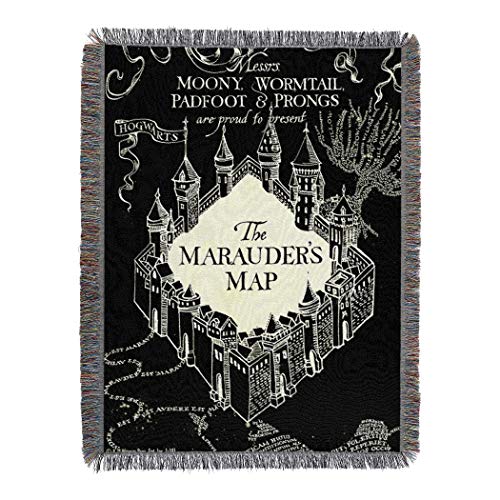 Northwest Harry Potter gewebte Tapisserie-Überwurfdecke, 122 x 152,4 cm, Nachtkarte von Northwest