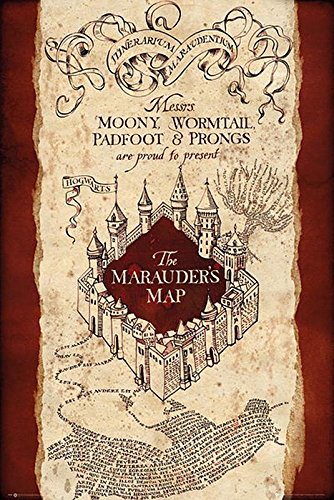 Harry Potter Poster Marauders Map (61x 91,5cm) + 2 St. transparente Posterleisten mit Aufhängung von Harry Potter