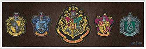 Harry Potter 1art1 Poster Midi-Poster und Kunststoff-Rahmen - Wappen, Hogwarts, Hufflepuff, Slytherin, Gryffindor (91 x 30cm) von Harry Potter