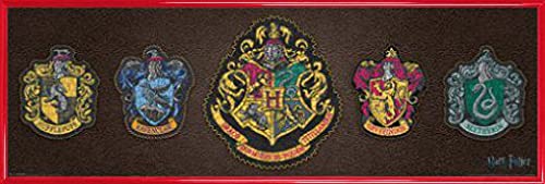 Harry Potter 1art1 Poster Midi-Poster und Kunststoff-Rahmen - Wappen, Hogwarts, Hufflepuff, Slytherin, Gryffindor (91 x 30cm) von Harry Potter