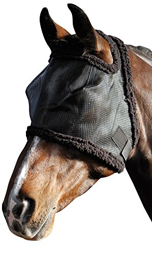 Harry's Horse Fliegenmaske mit Ohrenaussparung und Teddyfell schwarz, Größe:XL von Harry's Horse