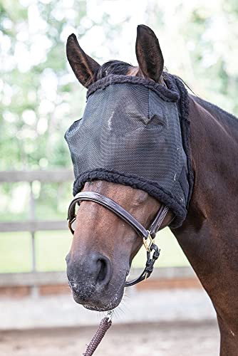 Harry's Horse Fliegenmaske mit Ohrenaussparung und Teddyfell schwarz, Größe:L von Harry's Horse