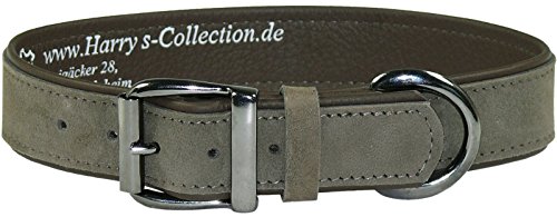 Harrys-Collection Hundehalsband aus feinstem Leder in vielen Farben von 28-48 cm, Farben:Oliv, Halsbandgöße:33 von Harrys-Collection