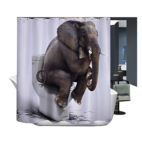 Harson & Jane Digitaldruck-Vorhang für die Dusche, Duschvorhang, wasserdicht und schimmelfrei, 180 x 180, 180 x 200, Textil, elefant, 180*200 von Harson&Jane