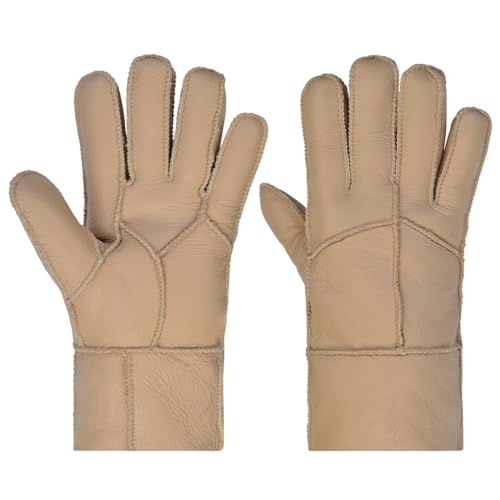Harssidanzar Frauen Shearling Handschuhe,Damen Warme Winter Leder Shearling Schaffell Handschuhe KL032EU,Beige, Größe S von Harssidanzar