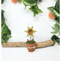 Buntglas-Narzissen-Blumentopf, Muttertagsgeschenk, Blumentopf-Geschenk Für Freund, Helle Dekorative Blüte Fensterbank-Dekor von HartToArtGlassworks