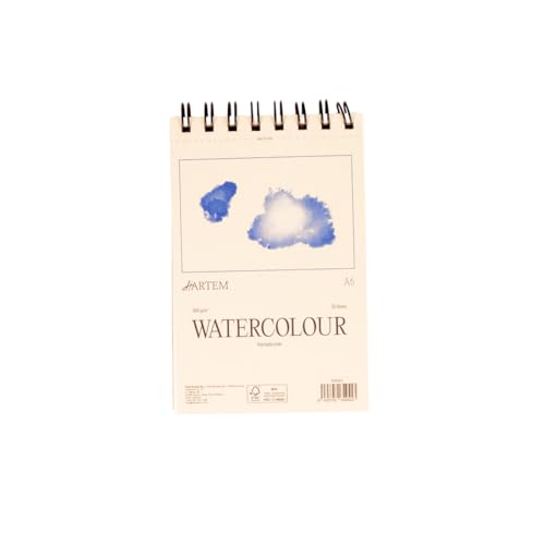 Hartem Aquarellblock A6, Papier 300 g/m², feine Körnung, Spiralblock für Künstler und Anfänger, säurefrei und schnell trocknend Hartem Aquarellblock A6, Papier 300 g/m², feine Körnung, Spiralblock für Künstler und Anfänger, säurefrei und schnell trocknend von Hartem
