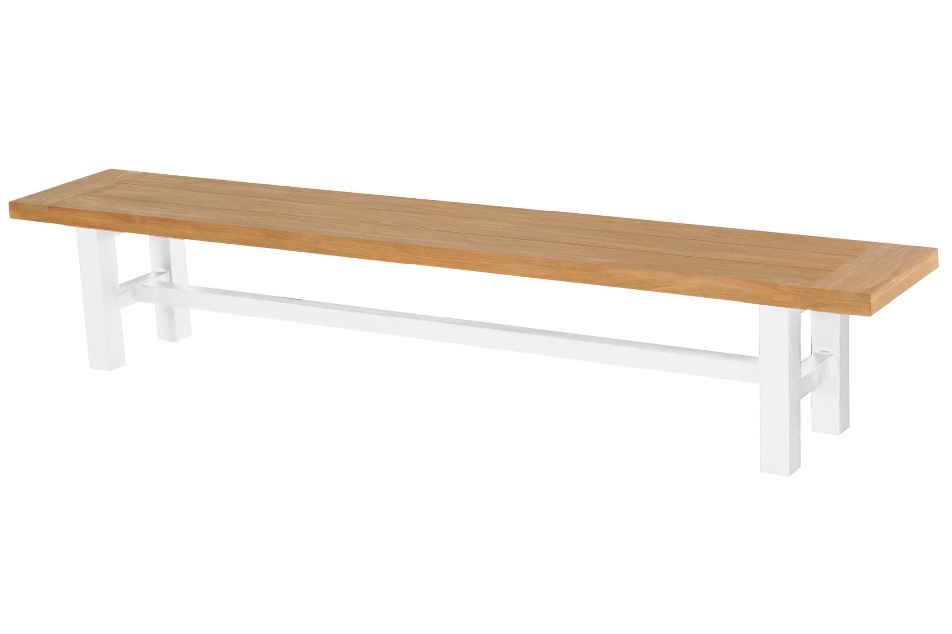 HARTMAN Sophie Yasmani Bank, Royal White / Natur Teak, 240 x 42 cm, Wetterfest, Hohe Belastbarkeit von Hartman