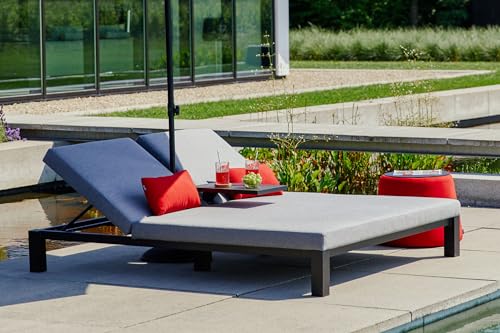 Hartman Eva Doppel-Loungeliege, flanelle, Sunbrella, 196 x 161 x 34 cm, Rückenlehne verstellbar von Hartman