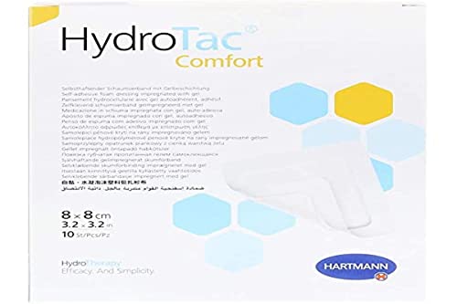 HARTMANN 6858108 HydroTac Comfort Hydrophile Schaumstoffverband, 8cm x 8cm, 10 Stück von Hartmann