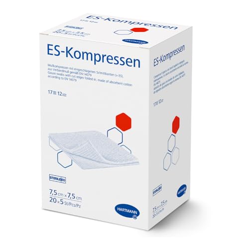 Hartmann ES-Kompressen steril, 12-fach, 7,5x7,5-5 Stück | Packung (100 Stück) von Hartmann