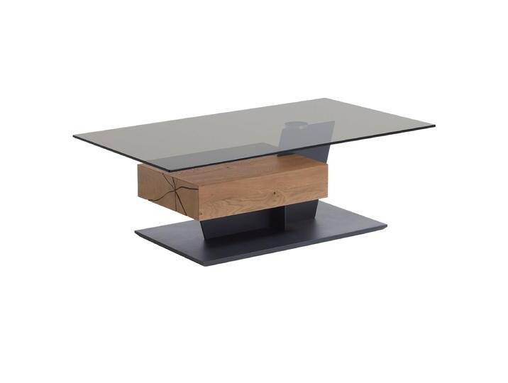 Hartmann Vara Couchtisch 1402 rechteckig ca. 70x120 cm mit Glasplatte Parsolbronze und Hirnholzblock in Kerneiche Umato Massiv sägerau mit Schubkasten Hartmann Vara Couchtisch 1402 rechteckig ca. 70x120 cm mit Glasplatte Parsolbronze und Hirnholzblock in Kerneiche Umato Massiv sägerau mit Schubkasten von Hartmann