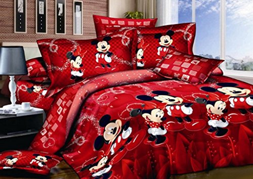 Haru Homie 100% Baumwolle, wendbarer Kinder-Bettwäsche-Set mit Mickey-Maus-Motiv, 3-teiliges Bettwäsche-Set mit Reißverschluss, Kingsize-Bett (ohne Bettdecke) von Haru Homie