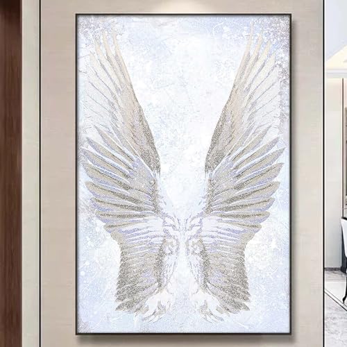 Engelsflügel-Poster, abstrakte Engelbilder, weiße Flügel, Wandkunst, Engelsflügel, abstrakte Malerei, weißer Engel, Wandkunst, weiß, abstraktes Kunstwerk, moderne weiße Bilder für Wohnzimmer, von Haruhiart