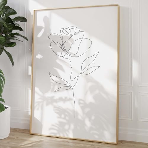 Haruhiart Minimalistischer Blumen-Wandkunstdruck, 40,6 x 61 cm, Rosen-Linie, Kunstwerk für Wohnzimmer von Haruhiart