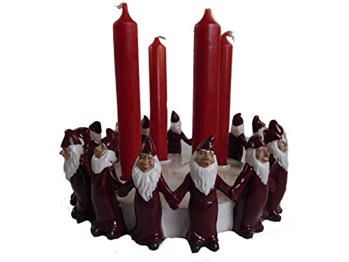 Harvesttime Adventskranz Kerzenhalter Santaring Nikolaus Weihnachtsmänner rot Advent Candleholder red 23cm von Harvesttime