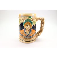 Bierkrug, Keramik, Bier Pul, Humpen, Handgemachte Becher, Bild Frau Mit Hut von HarveysBarn