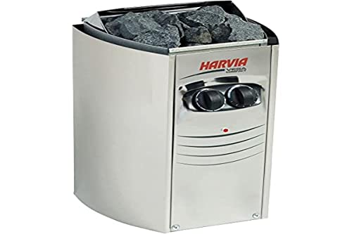 Harvia SN-HARVIA-PO35 Elektroherd für Sauna Vega Kollektion Compact 3,5 kW mit Unterputz Control BC35 2 4,5 m³ L 28 x 29,5 x H 50,5 cm, Silber, 3.5 von Harvia