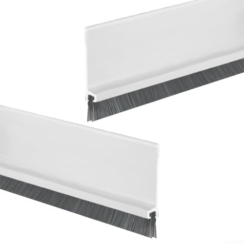 2-teiliges Türdichtungsset, 53 mm, Gummistreifen mit Bürste für optimiertes Raumklima (weiß) von Hasaller
