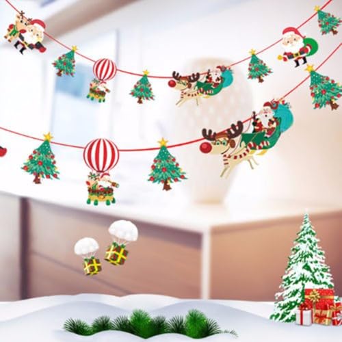 2021 Multi Style Weihnachten Hängende Banner für Xmas Party Dekorationen mit Weihnachtsmann und Elch Designs (Baum) von Hasaller