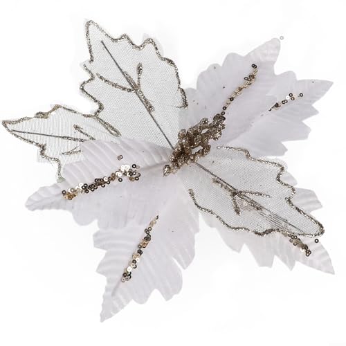 25 cm dekorative Weihnachtsstern-Glitzer-Blume verschönern Sie Ihren Weihnachtsbaum und Veranstaltungsdekoration (weiß) von Hasaller