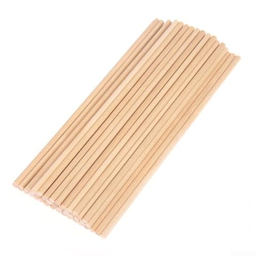 50 Stück runde Holz-Basteldübel aus natürlichem Holz, Bastelstäbchen, Eis am Stiel, DIY, manuelle Modellherstellung, Lebensmittel-Picker, Kuchendekoration, Zubehör, 20 x 0,5 cm von Hasaller