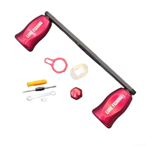 Angelrolle Wipparm Griff Ersatz für DAIWA und für ABU Wurfrollen mit 8 x 5 mm Schwungarmöffnung, verlängerte gerade Kohlefaser-Konstruktion mit komplettem Hardware-Set (rechte Hand rot) von Hasaller