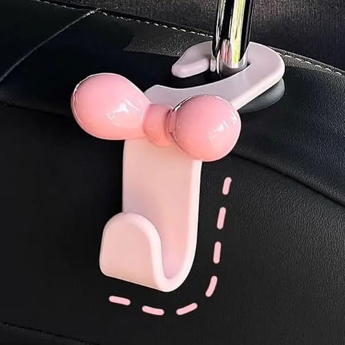 Auto-Aufbewahrungshaken mit Schleifen-Design, 2 Stück Kopfstützenhaken zur Organisation des Autoinnenraums, aus PVC für Taschen, Regenschirme und andere kleine Gegenstände in den meisten Autos (Rosa) von Hasaller