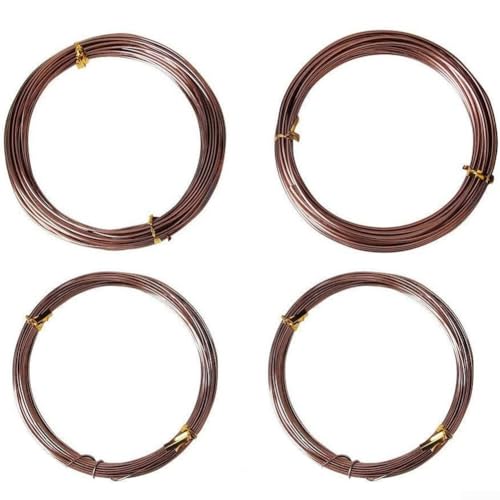 Bonsai-Draht-Set aus eloxiertem Aluminium in 4 Größen für Garten- und Pflanzentraining, rostbeständiger Draht für detaillierte Formgebung und Formgebung von Bonsai-Bäumen (braun) von Hasaller