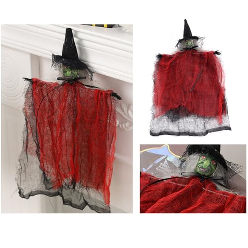 Chilling Witch Pendant for Halloween Parties Engaging Gaze Decor to Enhance Your Haunted Space (Red) von Hasaller