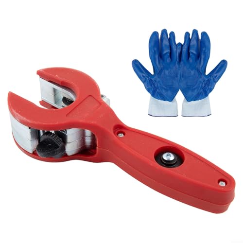 Effizient bewältigen Sie Ihre Sanitärbedürfnisse mit diesem einfach zu bedienenden Einhand-Ratschenrohrschneider, der für verschiedene Metallarten entwickelt wurde (rot) von Hasaller