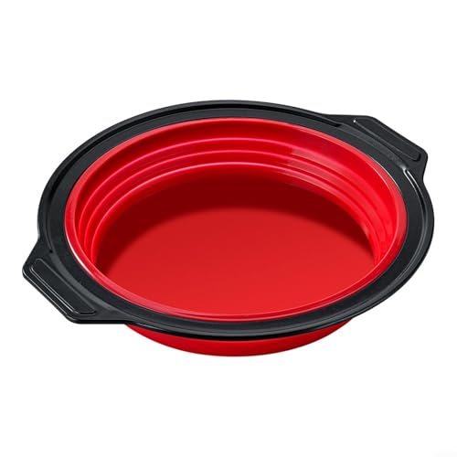 Faltbare Kastenform aus Silikon zum Backen von Brot, Kuchen, Hackbraten und mehr, nicht und leicht zu reinigen (kreisförmig, rot) von Hasaller