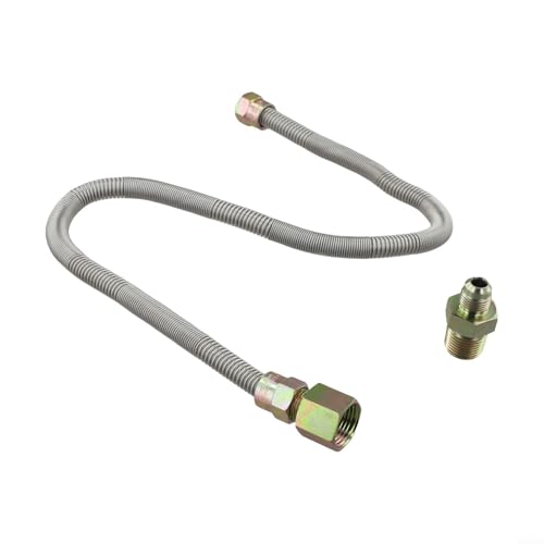 Hasaller 30 Zoll Pfeifenfreies flexibles Gasleitungsschlauch-Set 3/8 in 304 Edelstahl Propan Erdgasanschluss mit schwarzer Beschichtung für Feuerstellen, Kamine, Gasscheite und Heizungen Hasaller 30 Zoll Pfeifenfreies flexibles Gasleitungsschlauch-Set 3/8 in 304 Edelstahl Propan Erdgasanschluss mit schwarzer Beschichtung für Feuerstellen, Kamine, Gasscheite und Heizungen von Hasaller