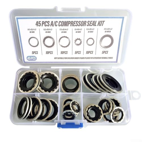 Hasaller 45-teiliges O-Ring-Set für Klimaanlagen-Dichtung, Kompressoranschluss, Dichtungs-Set für Auto-Klimaanlage von Hasaller