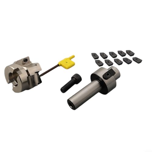 Hasaller CNC-Planfräserhalter C3/4-FMB22 400R-50-22 Cutter C3/4-FMB22 Planfräserhalter 400R-50-22 Fräser mit 10 Stück APMT1604 Hartmetalleinsätzen für Stahl-Aluminium-Fräs-Bearbeitungswerkzeug-Set von Hasaller