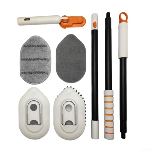 Hasaller Duschschrubber 3-in-1 180° drehbare Bodenreinigungsbürste Ausziehbarer Fliesenschrubber mit verstellbarem Griff und Schwammwischer für Badezimmer Dusche Fliesen Badewanne und Küche von Hasaller