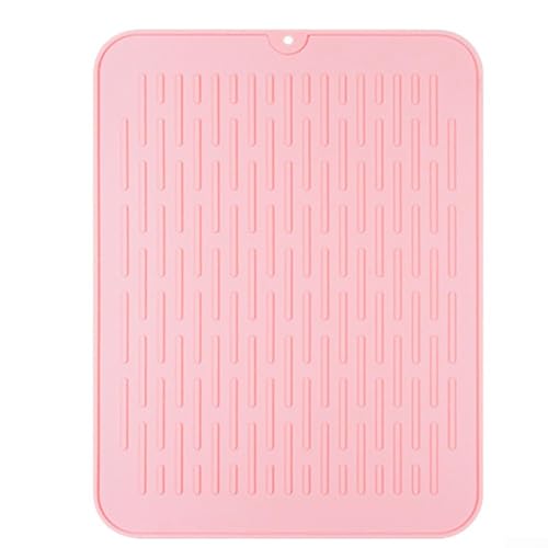 Hasaller Faltbare Abflussmatte, 40 x 30 cm, Silikon, Abtropfmatte, Geschirr, Abtropfmatte, Spülbecken, Abflussmatte, Küchenabflussmatte, Universal-Abflussbrett (Rosa) von Hasaller