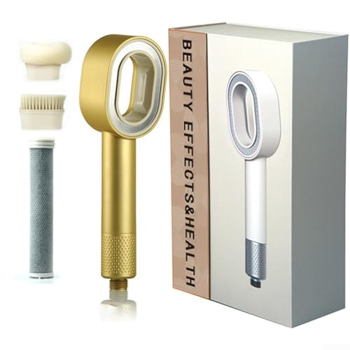 Hasaller Gefilterte Duschkopf-Sets Multifunktionale Handbrause mit Filtern ABS 3-in-1 Schwamm Handbrause Hochdruck-Duschkopf mit Filter, Anthrazit (Gold) von Hasaller