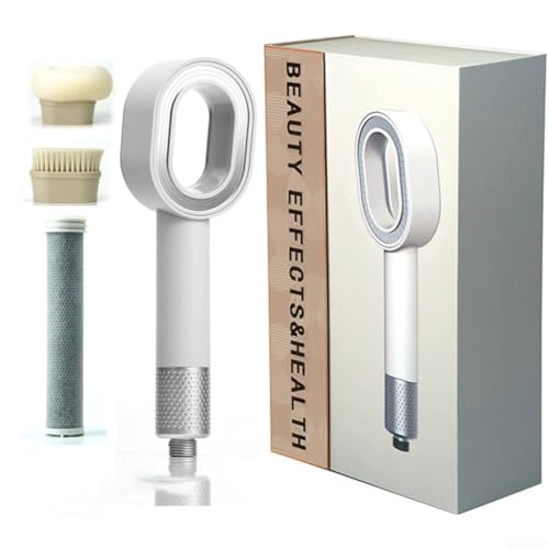 Hasaller Gefilterte Duschkopf-Sets Multifunktionale Handbrause mit Filtern ABS 3-in-1 Schwamm Handbrause Hochdruck-Duschkopf mit Filter Anthrazit (weiß) von Hasaller