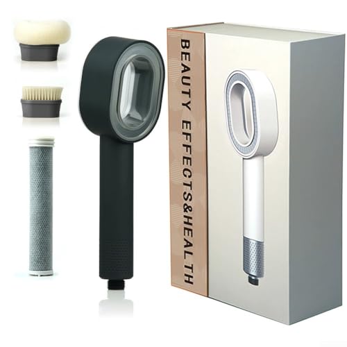 Hasaller Gefilterte Duschkopf-Sets Multifunktionale Handbrausen mit Filtern ABS 3-in-1 Schwamm Handheld Hochdruck-Duschkopf mit Filter Kohle (Schwarz) von Hasaller