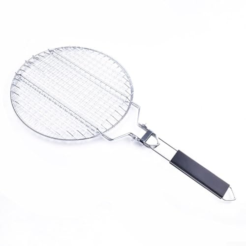 Hasaller Grillkörbe Edelstahl Rund Grillkorb Tragbar Faltbar BBQ Grills Korb Barbeque Grills Körbe Mesh Abschließbar Outdoor Kochkäfig mit abnehmbarem Griff von Hasaller