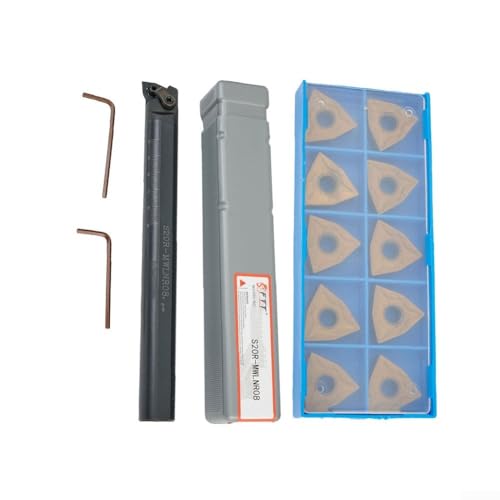 Hasaller Hartmetall-Dreheinsatz-Sets CNC-Bohrstange Rechtshänder Drehmaschine Werkzeug Legierung Stahl Drehmaschine Bohrstange Drehwerkzeughalter mit 10 x WNMG080404 Hartmetall-Einsatz von Hasaller