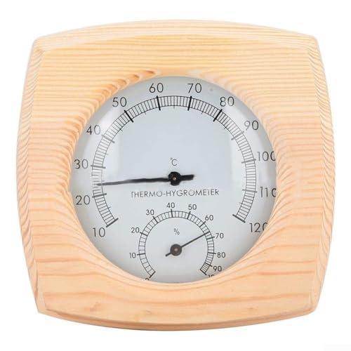 Hasaller Holz Sauna Hygrometer 2 in 1 Sauna Thermometer und Hygrometer Rund Holz Thermo-Hygrometer Hohe Genauigkeit Sauna Zubehör Hygrometer von Hasaller
