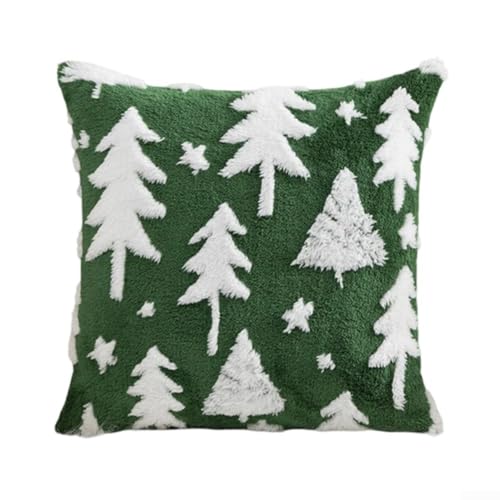 Hasaller Kissenbezug mit niedlichem Weihnachtsbaum-Druck, perfekt für gemütliche Einrichtungen zu Hause (grün) von Hasaller